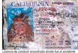 Licencia de Jenni Rivera en el accidente de avión