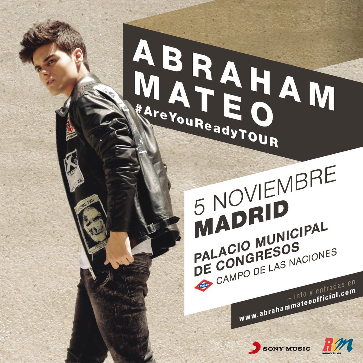 Concierto de Abraham Mateo, Are You Ready Tour, en Madrid, España, Sábado, 05 de noviembre de 2016