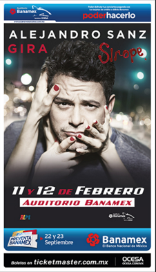 Concierto de Alejandro Sanz en Monterrey, Nuevo León, México, Jueves, 11 de febrero de 2016