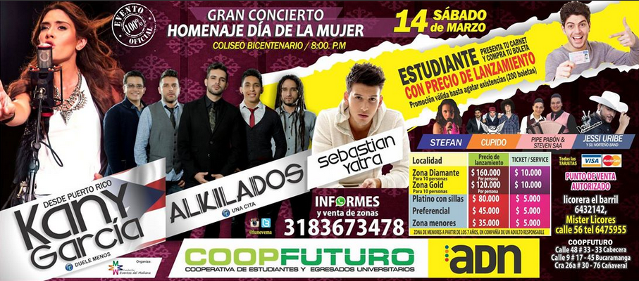 Concierto de Alkilados en Bucaramanga, Colombia, Sábado, 14 de marzo de 2015