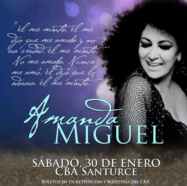Concierto de Amanda Miguel en San Juan, Puerto Rico, Sábado, 30 de enero de 2016