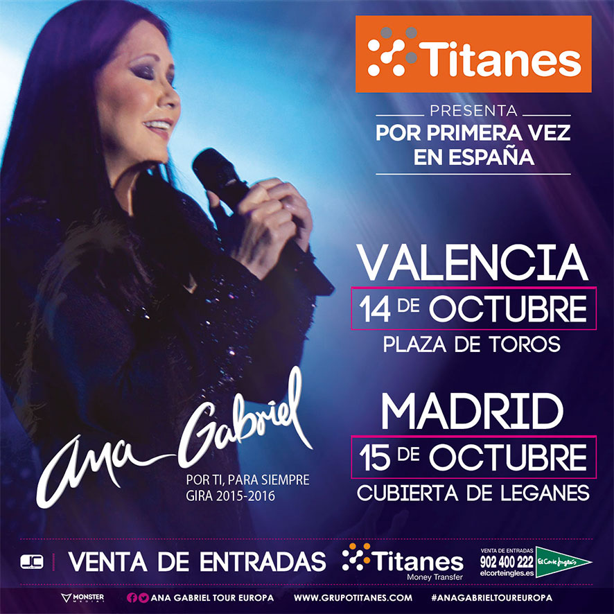 Concierto de Ana Gabriel en Valencia, España, Sábado, 15 de octubre de 2016