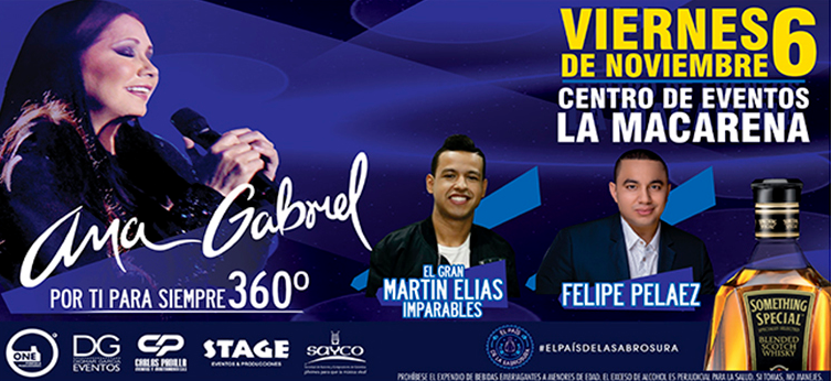 Concierto de Ana Gabriel, Martin Elías y Felipe Pelaez en Medellin 2015