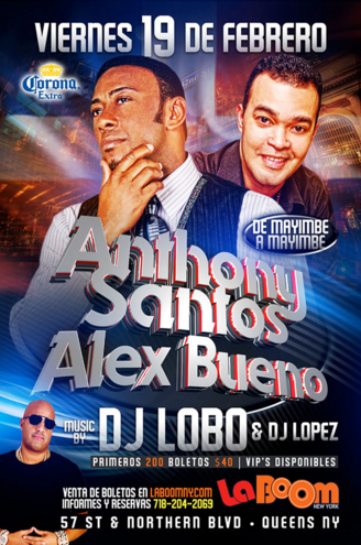 Concierto de Antony Santos en New York, New York, Estados Unidos, Viernes, 19 de febrero de 2016