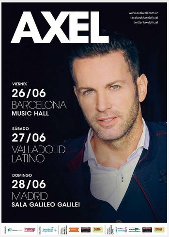Concierto de Axel Fernando en Barcelona, España, Viernes, 26 de junio de 2015