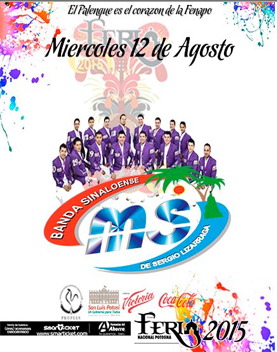 Concierto de Banda MS en San Luís Potosí, México, Miércoles, 12 de agosto de 2015