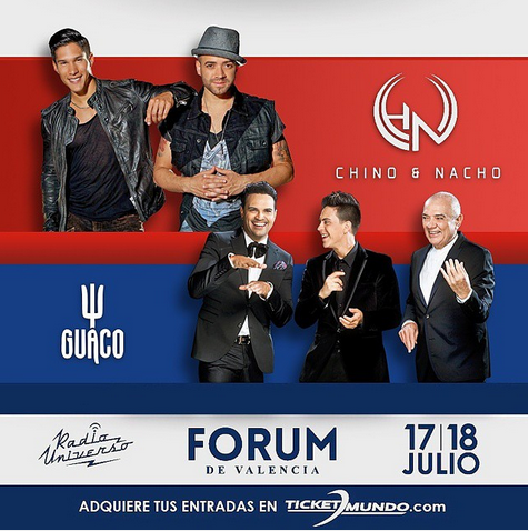 Concierto de Chino y Nacho en Valencia, Venezuela, Sábado, 18 de julio de 2015
