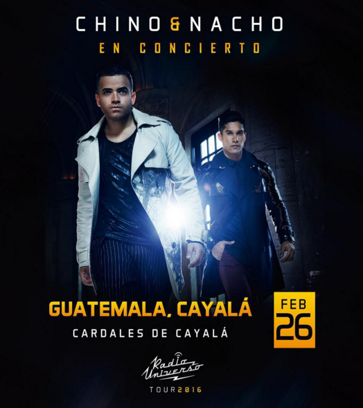 Concierto de Chino y Nacho en Cayalá, Guatemala, Viernes, 26 de febrero de 2016