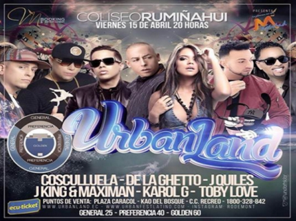 Concierto de Cosculluela en Quito, Ecuador, Viernes, 15 de abril de 2016