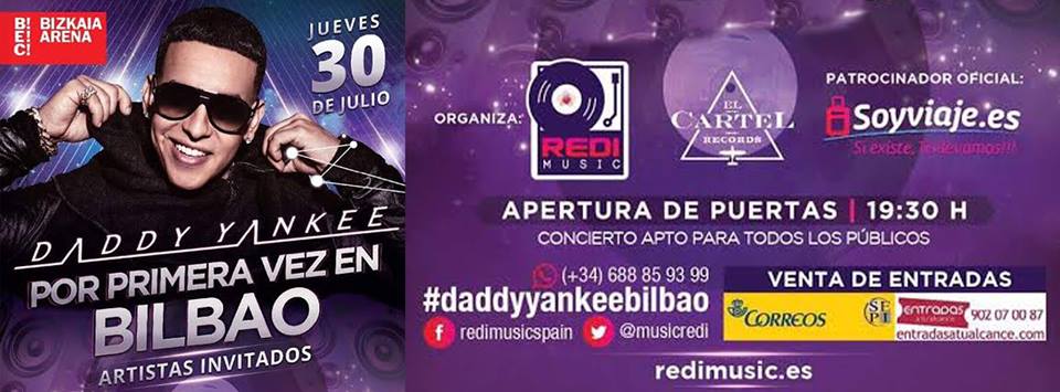 Concierto de Daddy Yankee en Bilbao, Vizcaya, España, Jueves, 30 de julio de 2015