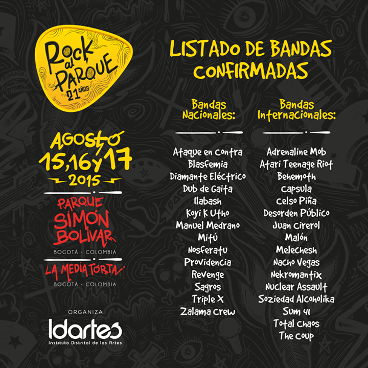 Concierto de Desorden Público en Bogotá, Colombia, Lunes, 17 de agosto de 2015