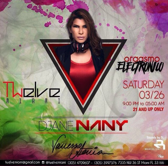 Concierto de Djane Nany en Miami, Florida, Estados Unidos, Sábado, 26 de marzo de 2016