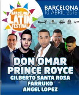 Concierto de Don Omar en Barcelona, España, Domingo, 10 de abril de 2016