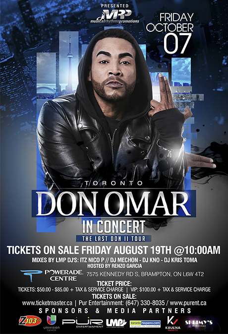 Concierto de Don Omar en Toronto, Canadá, Viernes, 07 de octubre de 2016