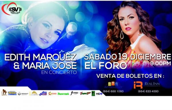 Edith Marquez y Maria Jose en concierto el 19 de diciembre de 2015, en Tijuana, Baja California, México