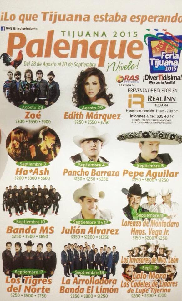 Concierto de Edith Márquez en Tijuana, Baja California, México, Sábado, 29 de agosto de 2015