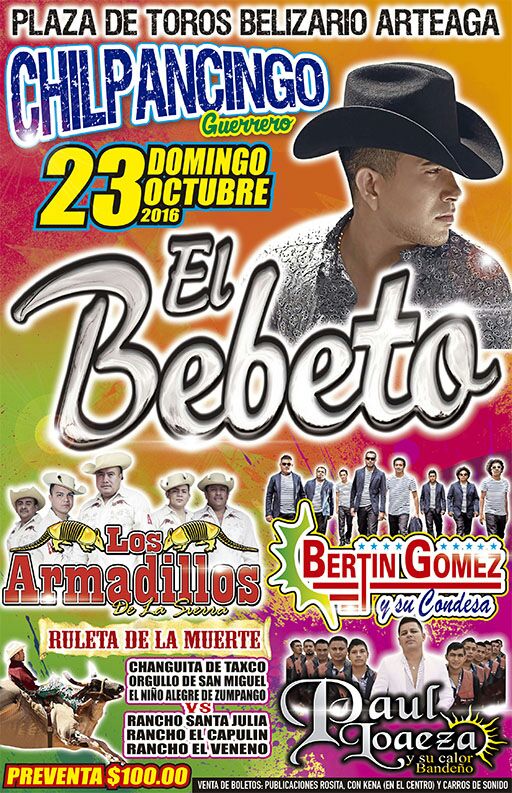 Concierto de El Bebeto en Chilpancingo, Guerrero, México, Domingo, 23 de octubre de 2016
