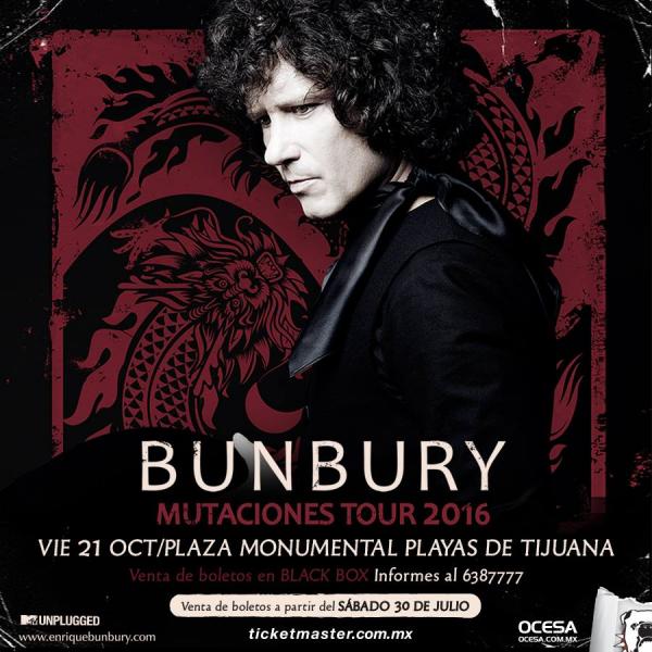 Concierto de Enrique Bunbury en Tijuana, Baja California, México, Viernes, 21 de octubre de 2016