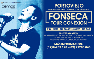 Concierto de Fonseca en Portoviejo, Ecuador, Viernes, 18 de marzo de 2016