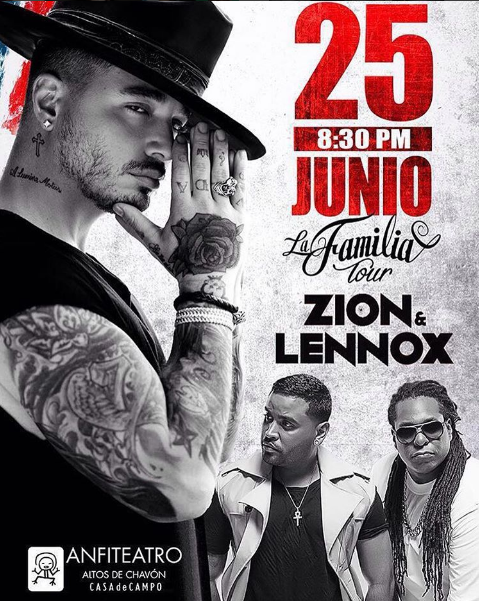 Concierto de Zion y Lennox en Altos de Chavón, República Dominicana, Sábado, 25 de junio de 2016