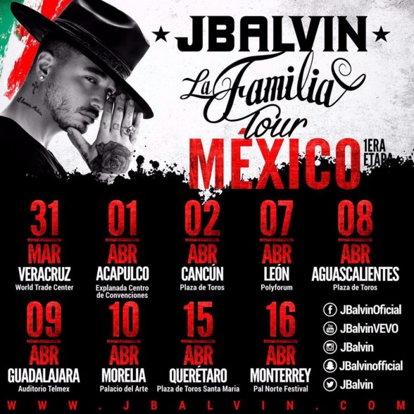 Concierto de J Balvin en Aguascalientes, México, Viernes, 08 de abril de 2016
