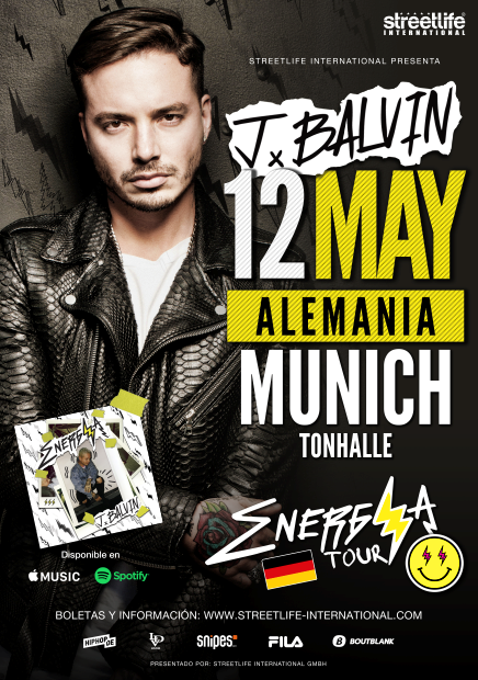 Concierto de J Balvin, Energía Tour, en Munich, Alemania, Viernes, 12 de mayo de 2017