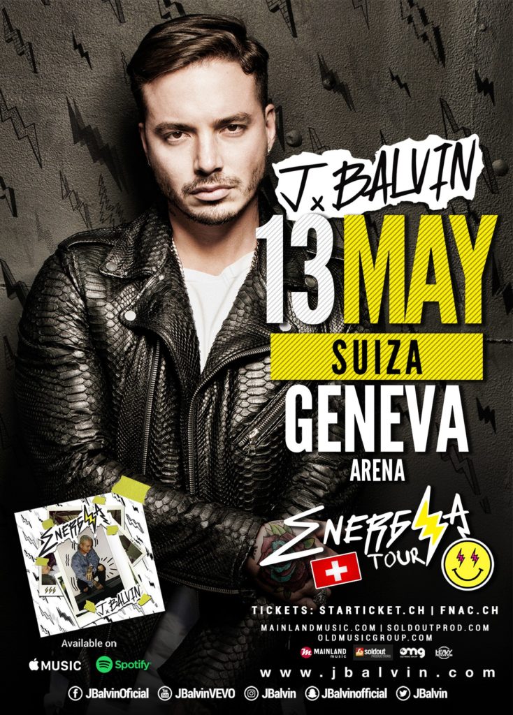 Concierto de J Balvin, Energía Tour, en Genéve, Suiza, Sábado, 13 de mayo de 2017