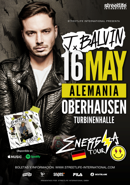 Concierto de J Balvin, Energía Tour, en Oberhausen, Alemania, Martes, 16 de mayo de 2017