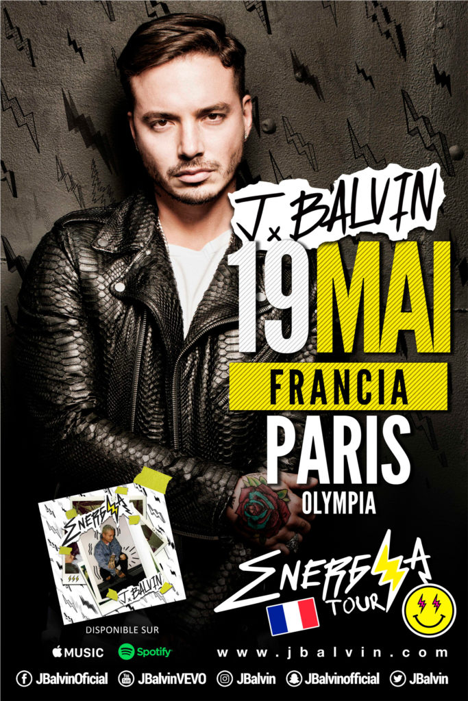 Concierto de J Balvin, Energía Tour, en Paris, Francia, Viernes, 19 de mayo de 2017