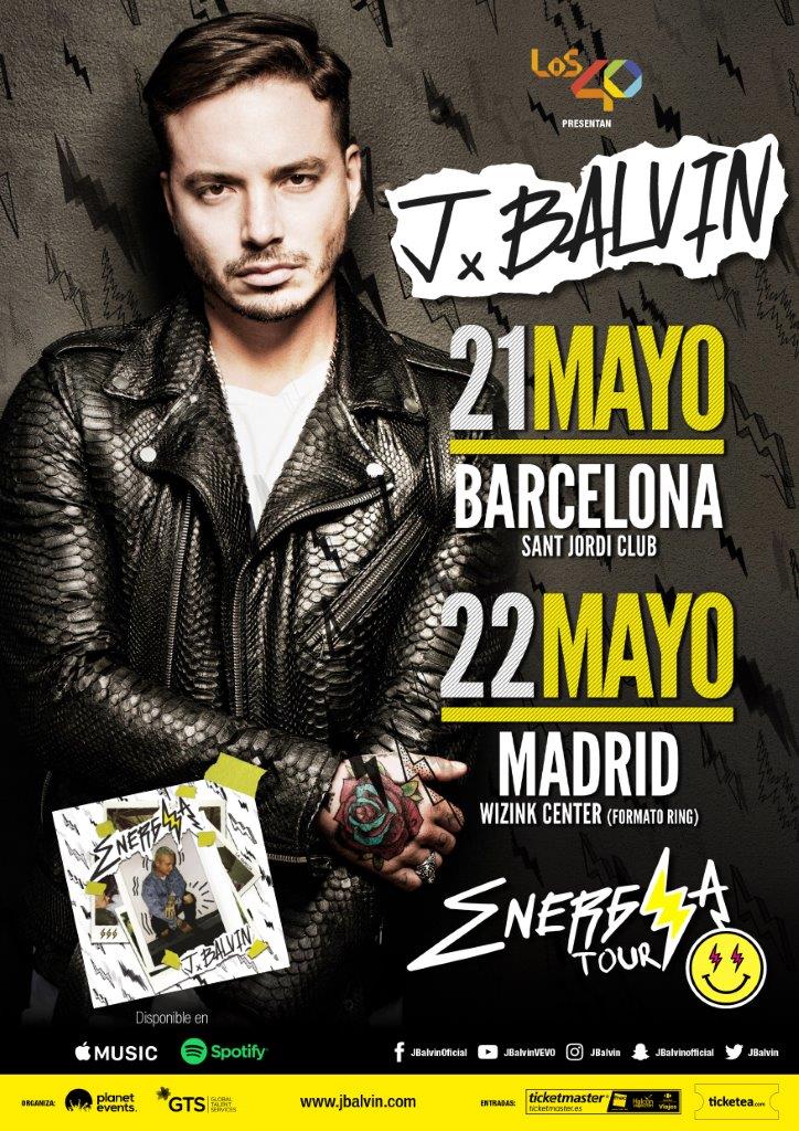 Concierto de J Balvin, Energía Tour, en Barcelona, España, Domingo, 21 de mayo de 2017