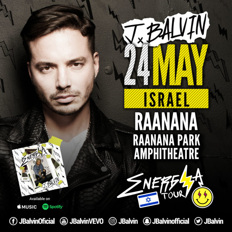 Concierto de J Balvin, Energía Tour, en Raanana, Israel, Miércoles, 24 de mayo de 2017