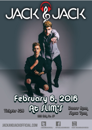 Concierto de Jack & Jack en San Francisco, California, Estados Unidos, Sábado, 06 de febrero de 2016