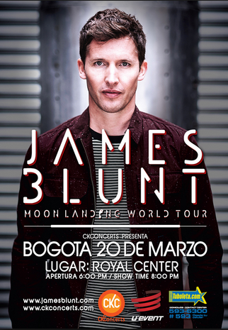 Concierto de James Blunt en Bogotá, Colombia, Viernes, 20 de marzo de 2015