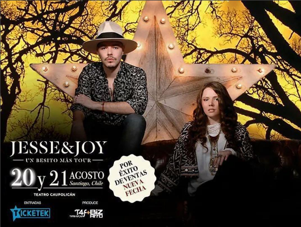 Concierto de Jesse y Joy en Santiago de Chile, Chile, Sábado, 20 de agosto de 2016