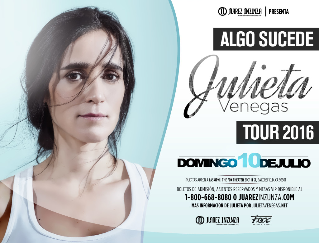 Concierto de Julieta Venegas en Bakersfield, California, Estados Unidos, Domingo, 10 de julio de 2016