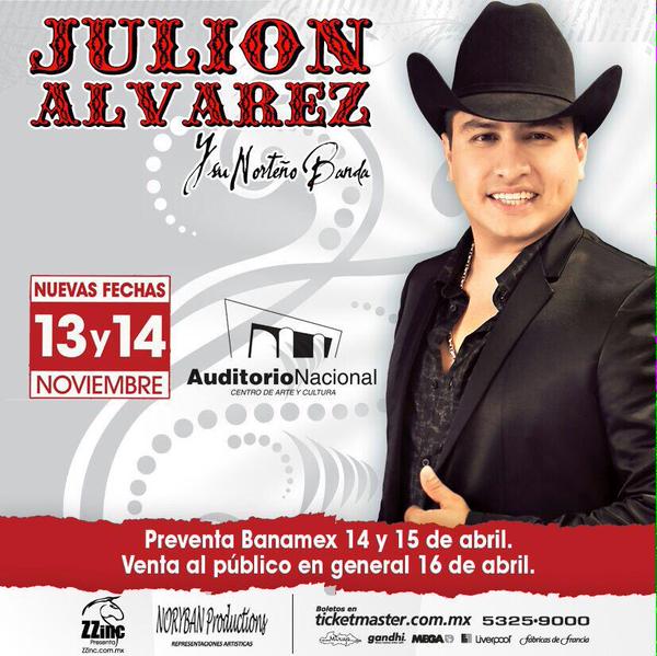 Concierto de Julión Álvarez en Ciudad de México, México, Viernes, 13 de noviembre de 2015