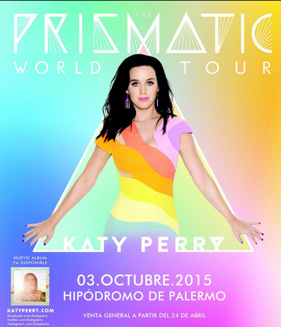 Concierto de Katy Perry en Buenos Aires, Argentina, Sábado, 03 de octubre de 2015