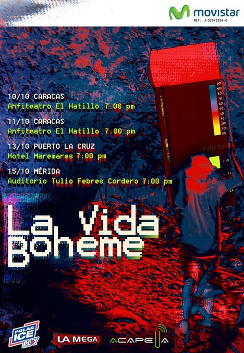 Concierto de La Vida Bohème en Caracas, Venezuela, Domingo, 11 de octubre de 2015