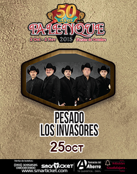 Concierto de Los Invasores de Nuevo León en Guadalajara, Jalisco, México, Domingo, 25 de octubre de 2015