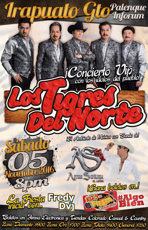 Concierto de Los Tigres del Norte en Irapuato, México, Sábado, 05 de noviembre de 2016