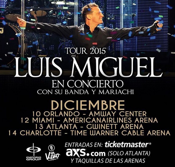 Concierto de Luis Miguel en Atlanta, Georgia, Estados Unidos, Domingo, 13 de diciembre de 2015