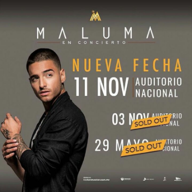 Concierto de Maluma, Pretty Boy, Dirty Boy, en Ciudad de México, México, Viernes, 11 de noviembre de 2016