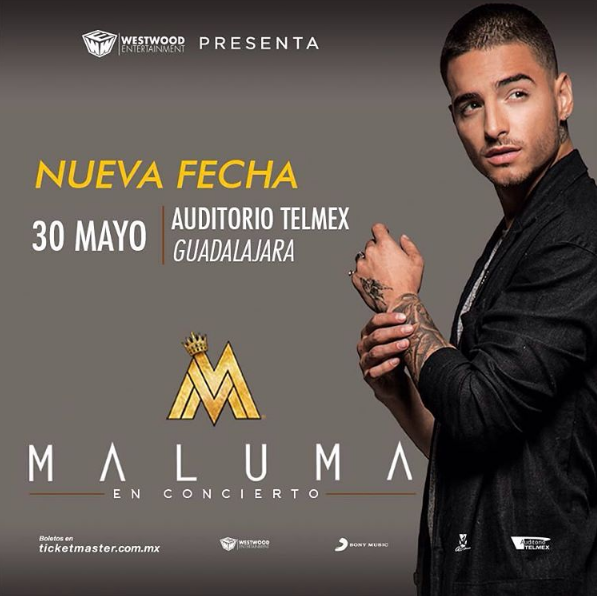 Concierto de Maluma en Guadalajara, Jalisco, México, Lunes, 30 de mayo de 2016