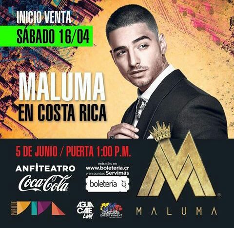 Concierto de Maluma en Alajuela, Costa Rica, Domingo, 05 de junio de 2016