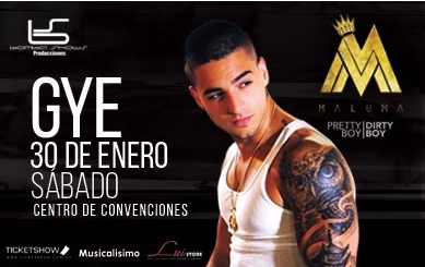 Concierto de Maluma en Guayaquil, Ecuador, Sábado, 30 de enero de 2016