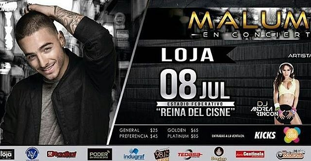 Concierto de Maluma en Loja, Ecuador, Viernes, 08 de julio de 2016