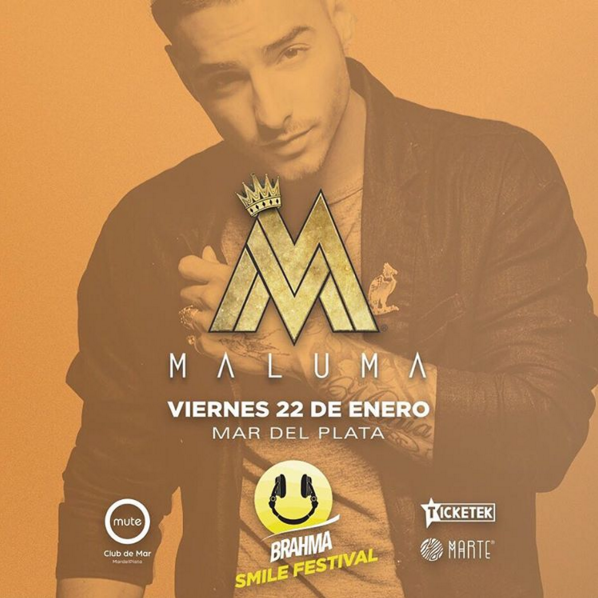 Concierto de Maluma en Mar de Plata, Argentina, Viernes, 22 de enero de 2016