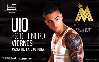 Concierto de Maluma en Quito, Ecuador, Viernes, 29 de enero de 2016