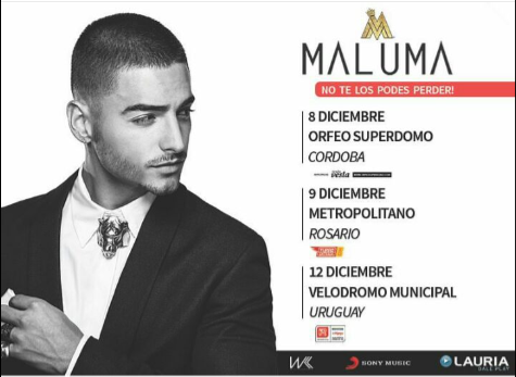 Concierto de Maluma, Pretty Boy, Dirty Boy, en Córdoba, Argentina, Jueves, 08 de diciembre de 2016