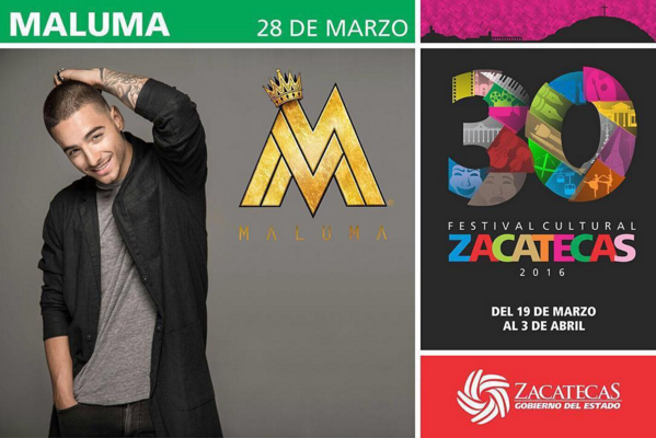 Concierto de Maluma en Zacatecas, Zacatecas, México, Lunes, 28 de marzo de 2016